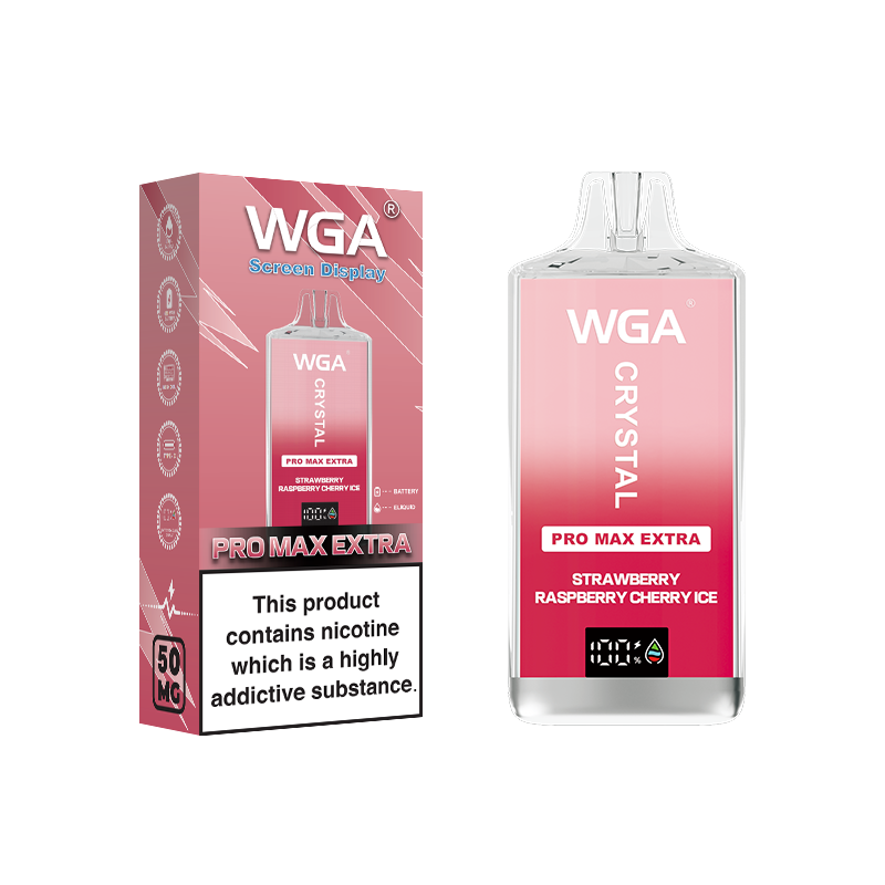 wga Disposable Vape Crystal Strawberry-Raspberry-Cherry-Ice 15000 Puffs