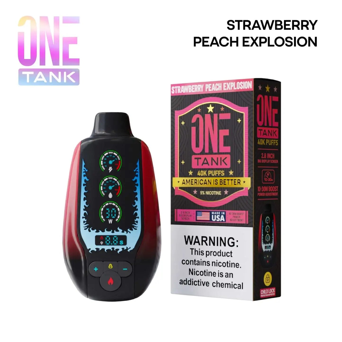 Strawberry Peach Explosion - One Tank 40k Disposable Vape