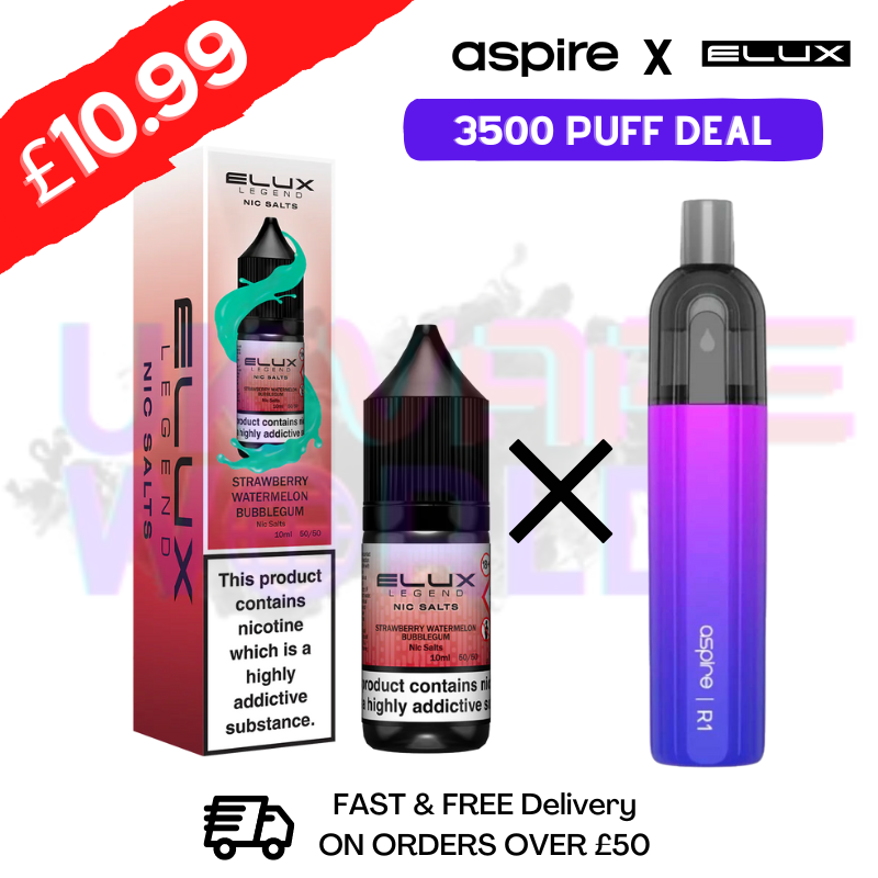 Strawberry Watermelon Bubblegum ELUX LEGEND Salt 3500pumps x Aspire Einweg-Set