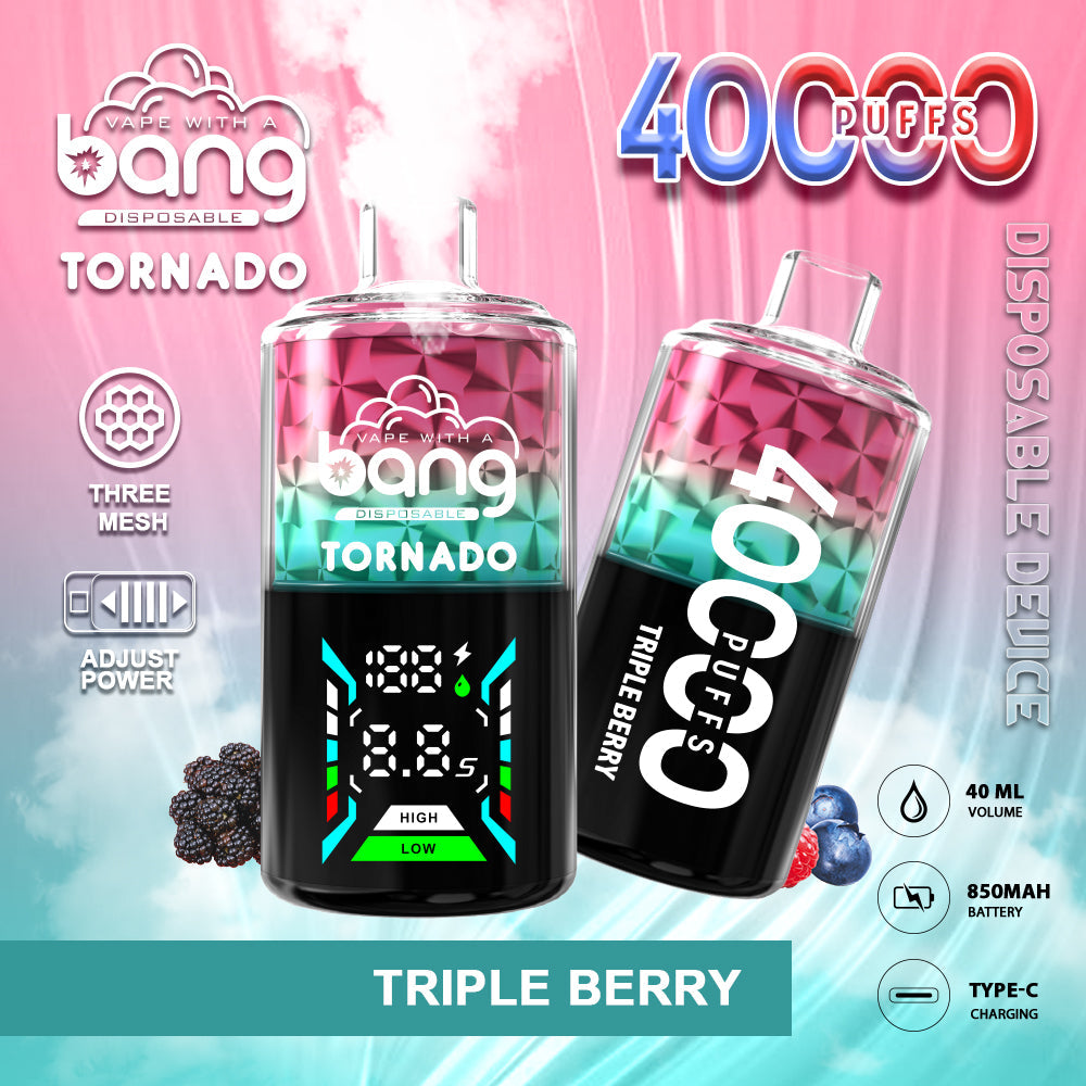 Bang Tornado 40000 Puffs Disposable Vape – 850mAh Battery, 40ml E-liquid, Multiple Nicotine 12 Flavors