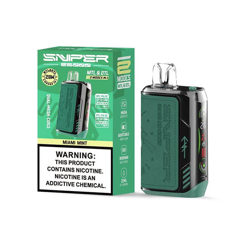 Vapmod Sniper E-Zigarette für 25.000 Züge – 20 ml E-Liquid, 5 % Nikotin, 12 Geschmacksrichtungen