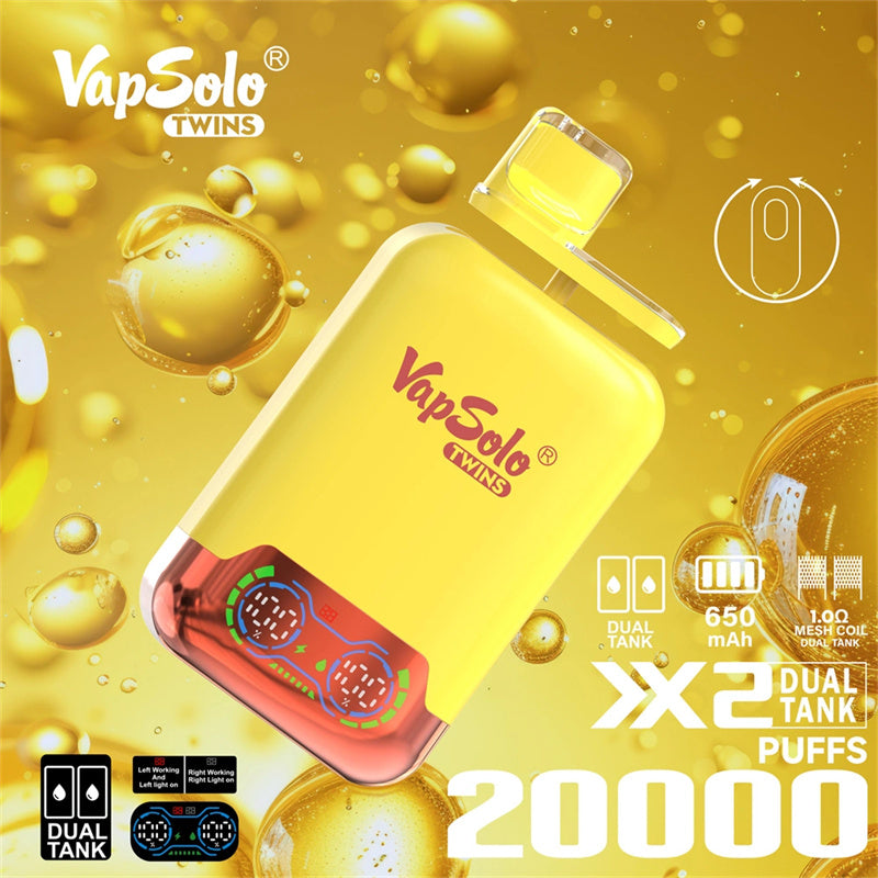 Wholesale VapSolo Twins 20000 20k Puffs Dual Flavor Rechargeable Disposable Vapes Pen EU Warehouse