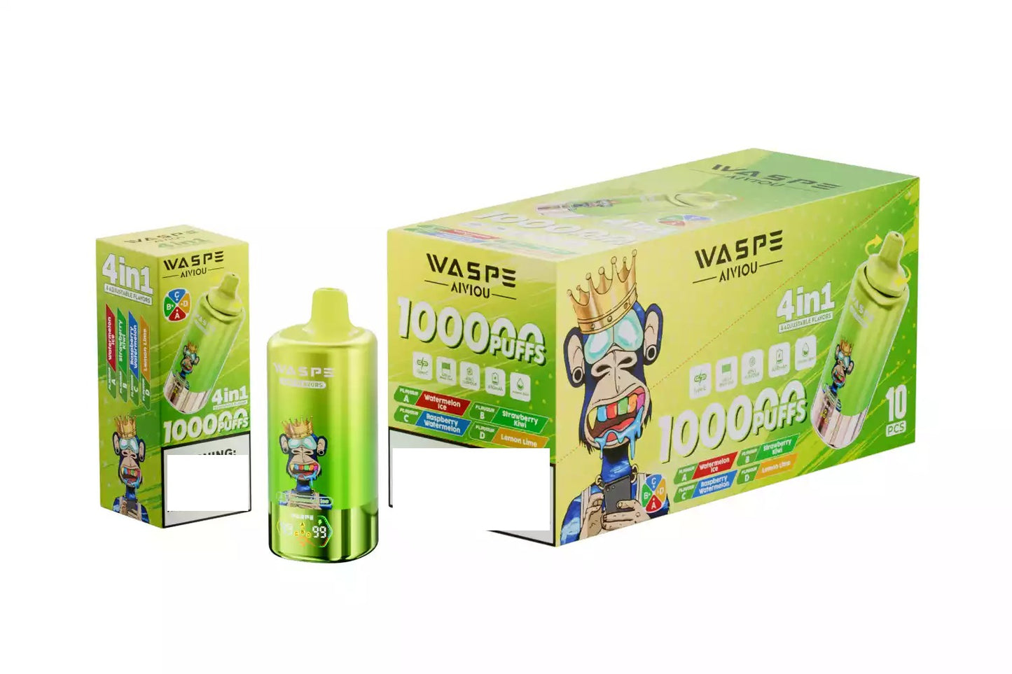 WASPE 4-in-1 Tastes 100000 Puffs Bulk Buy 100K Rechargeable Disposable Vapes Wholesale