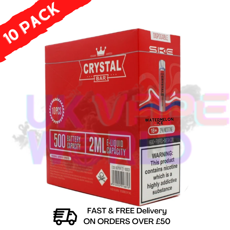 Watermelon ICE - Crystal Bar Puffs 600 SKE Schachtel mit 10 Stück - 26,99 £