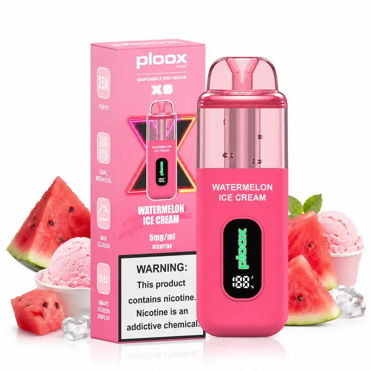 Watermelon Ice Cream - Ploox XS 25k Disposable E-Hookah