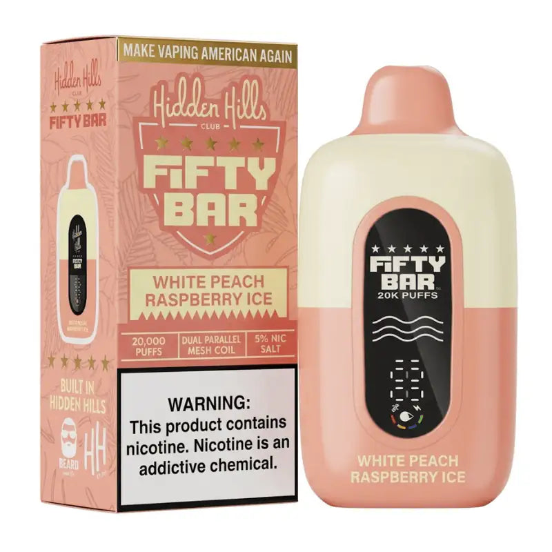 White Peach Raspberry Ice - Fifty Bar 20K Disposable Vape