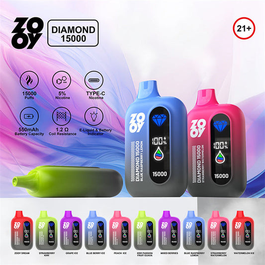 Zooy Diamond 15000 Puff 15k Tornado Vaper Led Display Disposable Vape