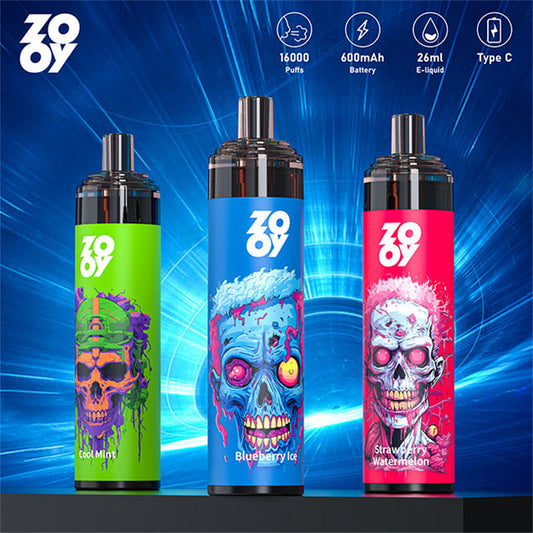 ZOOY TORNADO 16000 Puffs Disposable E-Cigarette – 26ml E-Liquid, Mesh Coil, Rechargeable, Adjustable Airflow