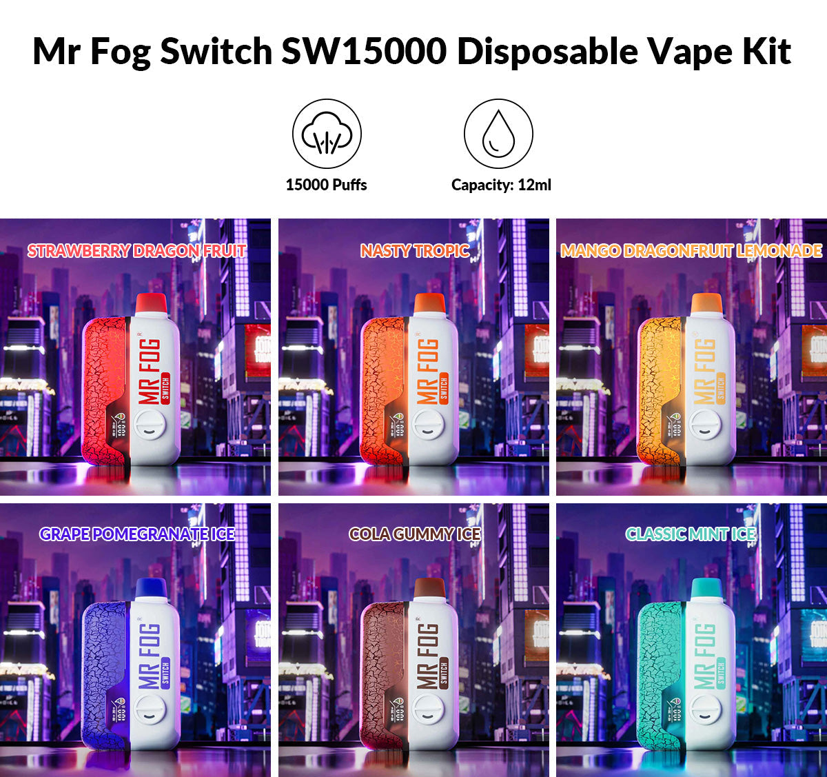 Mr Fog Switch SW 15000 Züge Einweg-E-Zigarette im Großhandel
