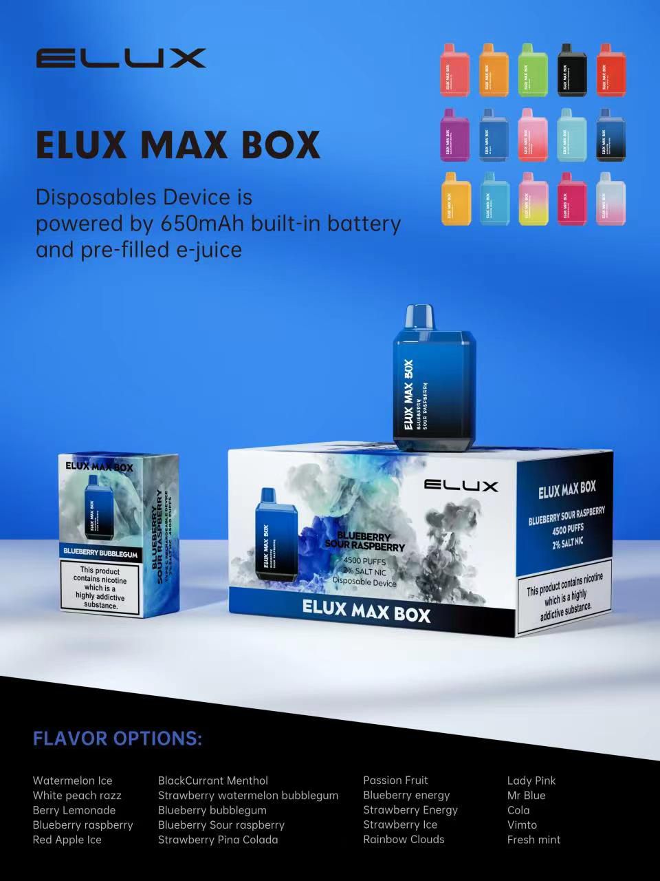 Elux Max BOX 4500 Einweg-E-Zigaretten-Pod-System 650 mAh 2 ml 20 mg