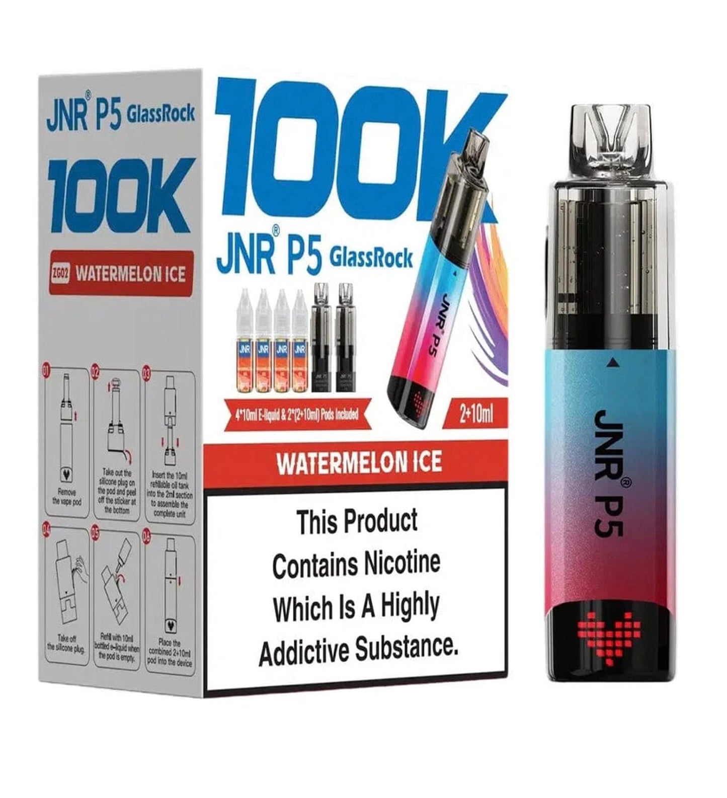 JNR P5 GlassRock 100k Refillable Pod Kit | Pack of 3