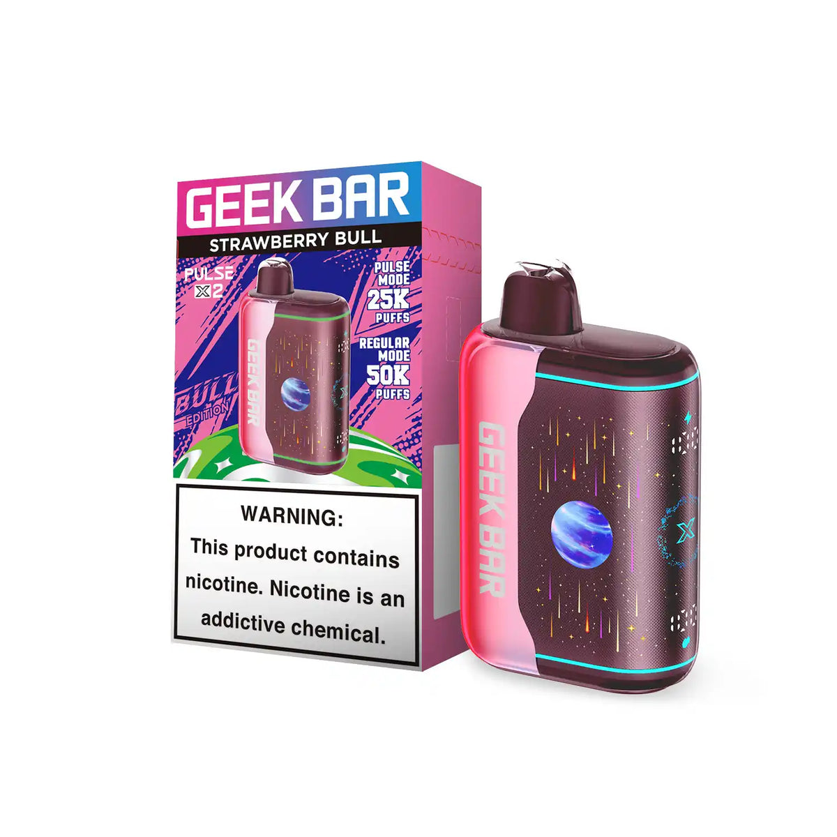 Strawberry Bull - Geek Bar Pulse X 2 50k Disposable Vape