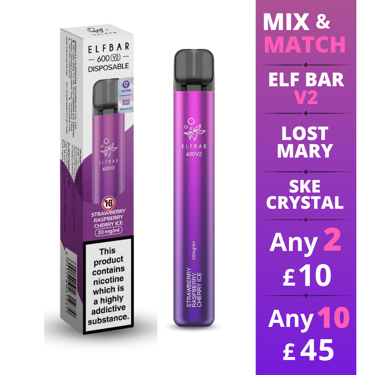Erdbeer-Himbeer-Kirsche - Elf Bar 600 V2