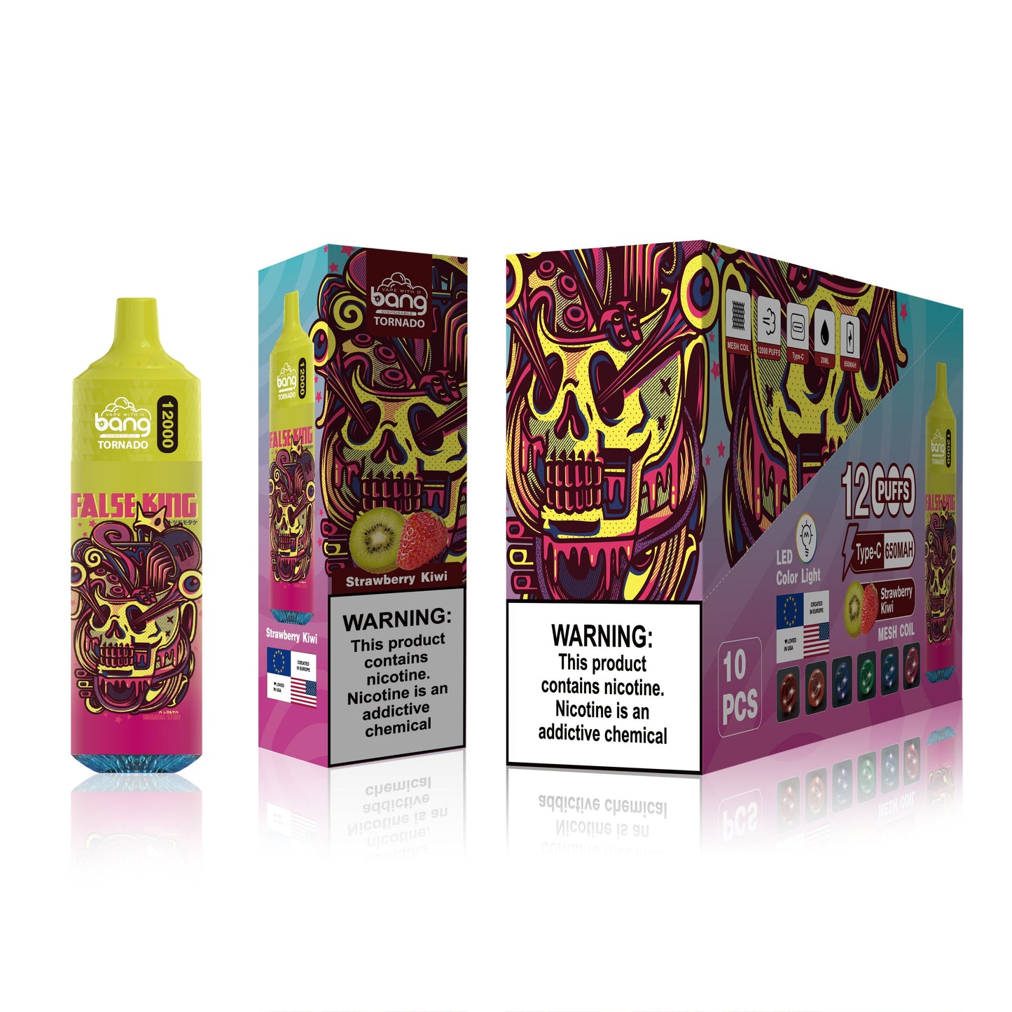 BangKing 12000 Puffs Smart Full Screen Turn Ice 30ML 10ML  850mah Wholesale Disposable Vape Puff 12k Prefilled Pod  22 Flavors