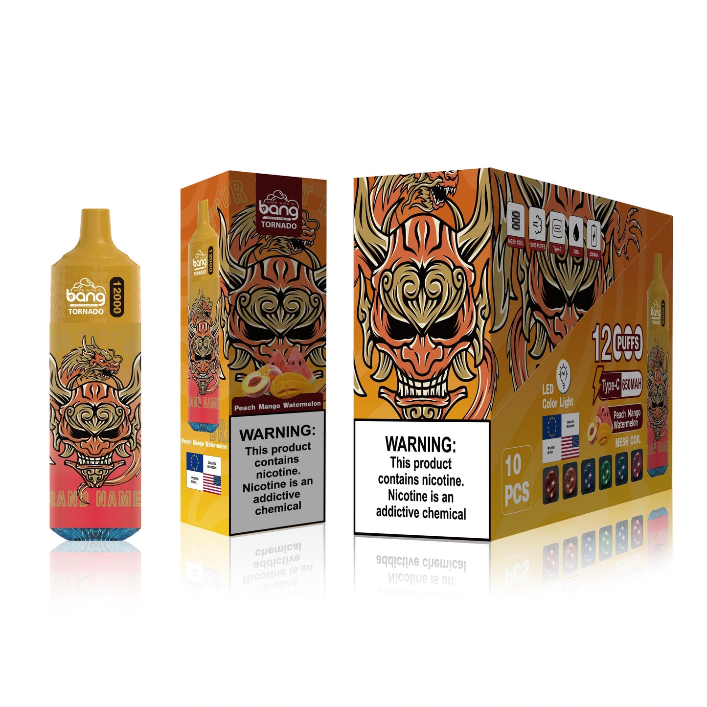 BangKing 12000 Puffs Smart Full Screen Turn Ice 30ML 10ML  850mah Wholesale Disposable Vape Puff 12k Prefilled Pod  22 Flavors
