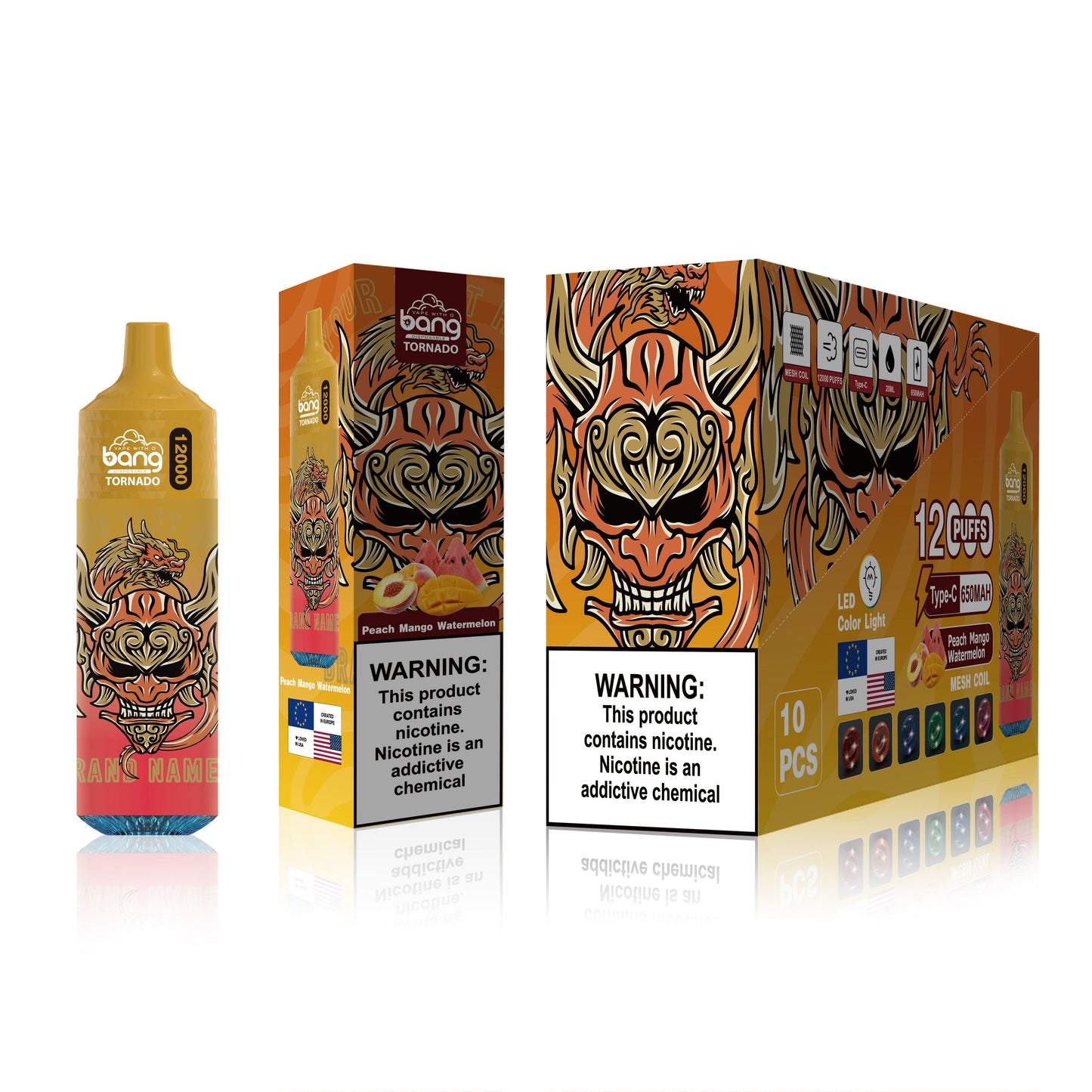 BangKing 12000 Puffs Smart Full Screen Turn Ice 30ML 10ML  850mah Wholesale Disposable Vape Puff 12k Prefilled Pod  22 Flavors