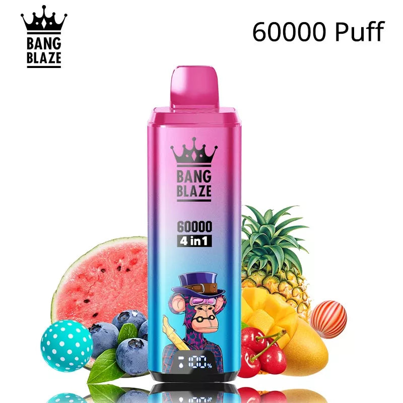 Bang Blaze 60k Puffs 4 in 1 Vape 60000 Puff 12 Flavours Wholesale Price-650mAh Battery. 54ml E-liquid. Multiple Nicotine 12 Flavors