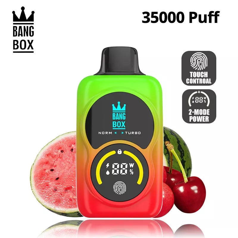 Bang Box 35000 Puffs Touch Control 2 Power Mode Double Screen Vape-950mAh Battery. 35ml E-liquid. Multiple Nicotine 12 Flavors