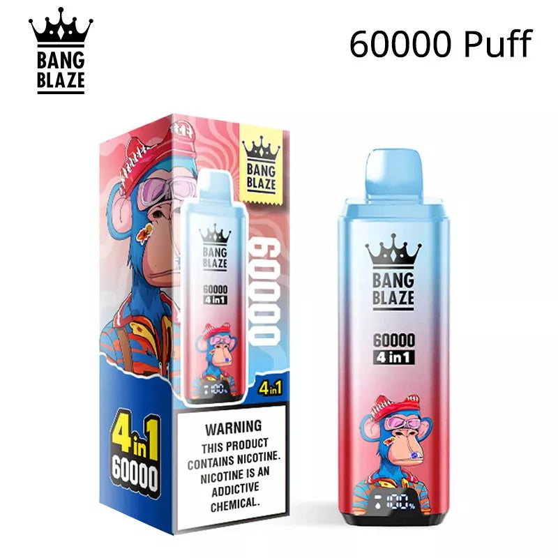 Bang Blaze 60k Puffs 4 in 1 Vape 60000 Puff 12 Flavours Wholesale Price-650mAh Battery. 54ml E-liquid. Multiple Nicotine 12 Flavors