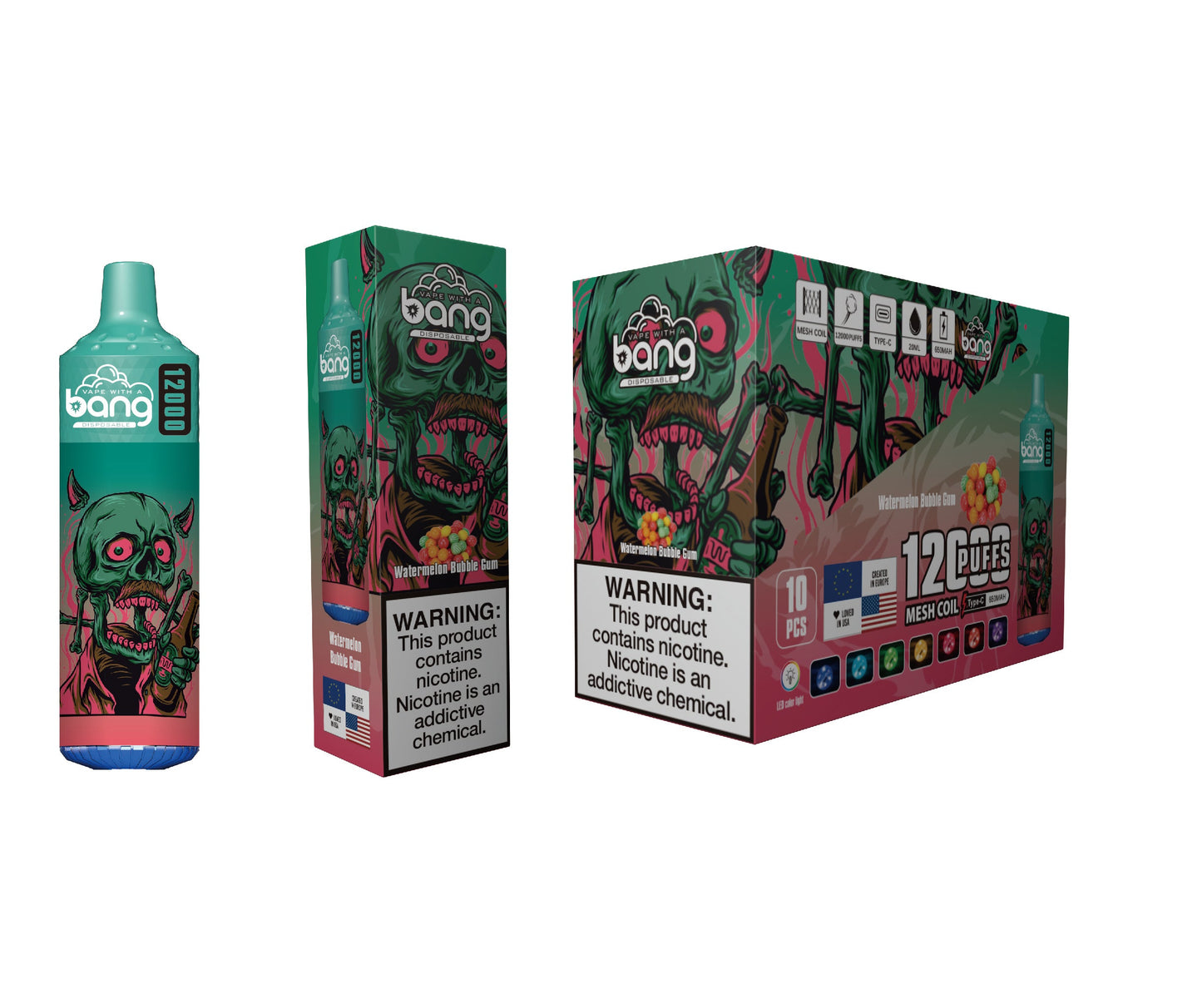Bang King 12000 Puffs Disposable 650mAh  20ml Vape E Cigarettes Puff 12k Prefilled Pod- 650mAh  20ml Vape 12 Flavors
