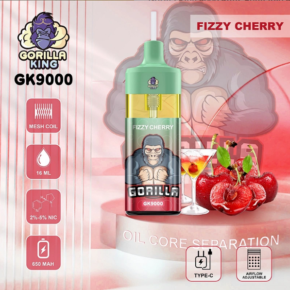 Reymont Gorilla King 9000 Puffs bood best-bejgħ bull lush ice tyson evo dc2500 70k sd vape 100000 atomizer vape