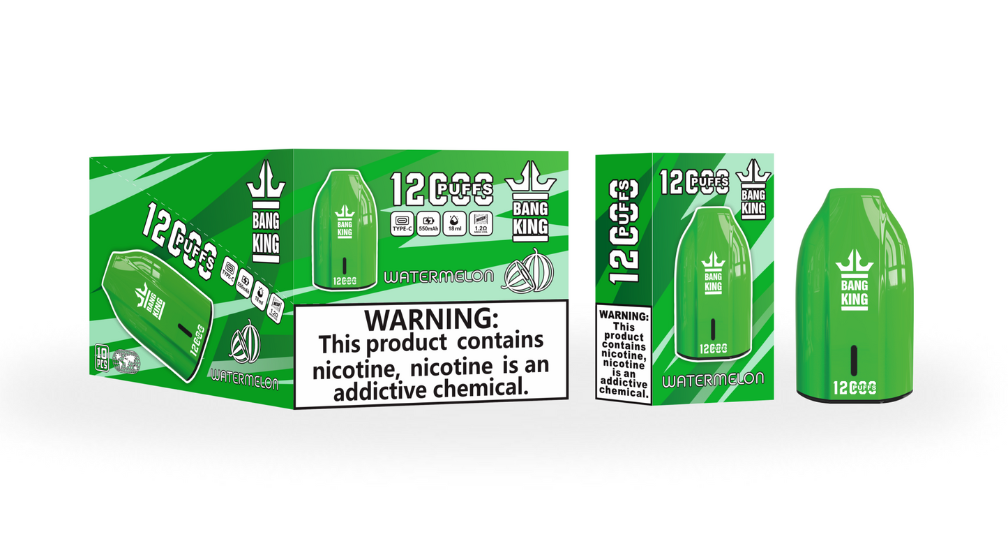 BangKing 12K Puffs Smart Full Screen Turn Ice Wholesale Disposable Vape Puff 12000k Prefilled Pod-850mAh Battery. Multiple Nicotine 12 Flavors