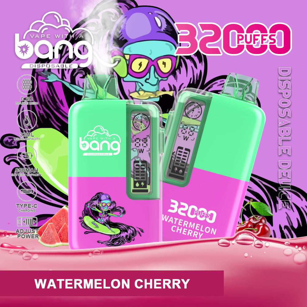 Bang 32000 Puffs Disposable Vape – 650mAh Battery. 32ml E-liquid. Multiple Nicotine Strength Options  12 Flavors