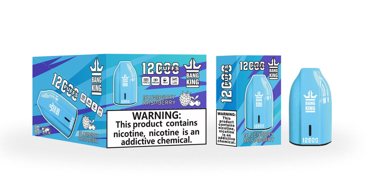 BangKing 12K Puffs Smart Full Screen Turn Ice Wholesale Disposable Vape Puff 12000k Prefilled Pod-850mAh Battery. Multiple Nicotine 12 Flavors