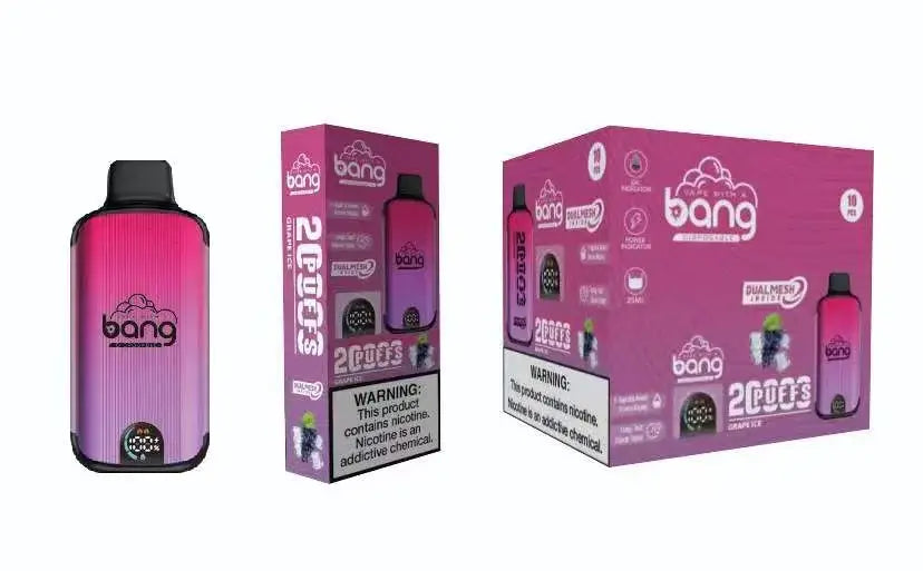 Bang 20000 Puffs Vape 20K Disposable Vape Pen(0% to 5% Nicotine)E Cigarette Prefilled 25ml 650mAh Battery 12 Flavors