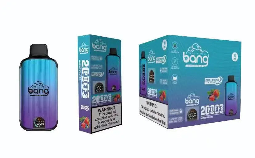 Bang Disposable Vape 20000 puffs Original Randm Tornado(0% to 5% Nicotine) Digital Smart Screen 25.0mL 650mAh 12 Flavors