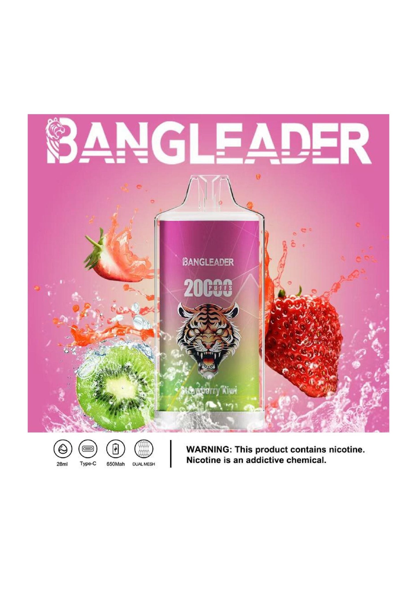Bang Leader 20000 Puffs Disposable Vape – 650mAh Battery. 28mL E-Liquid. 0% to 5% Nicotine Options 12 Flavors