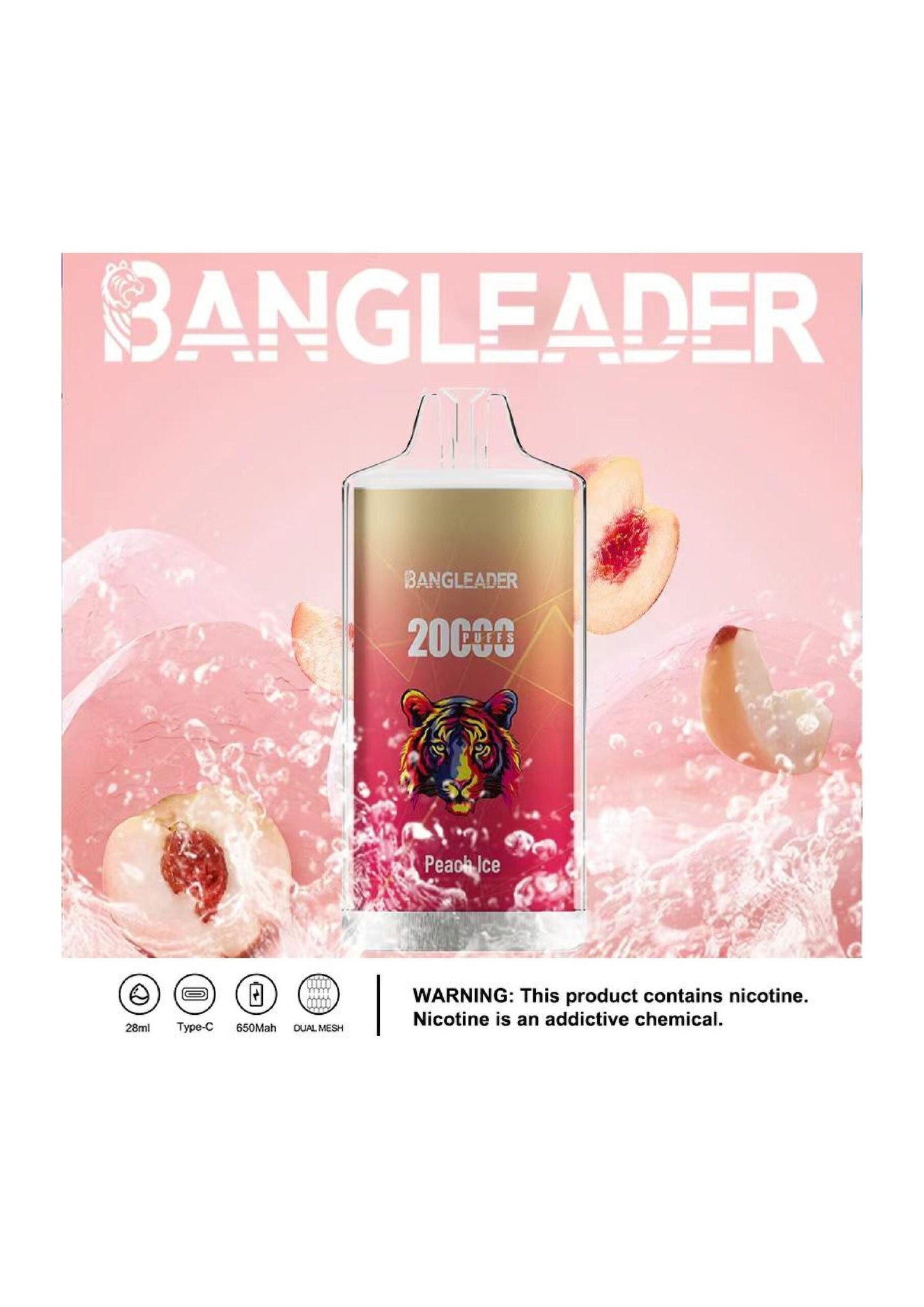 Bang Leader 20000 Puffs Disposable Vape – 650mAh Battery. 28mL E-Liquid. 0% to 5% Nicotine Options 12 Flavors