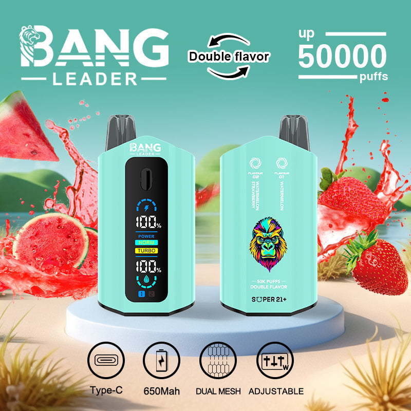 Bang Leader 50000 Disposable Vape - 50K Puffs. 36mBang Leader 50000 Puffs Disposable Vape (0% to 5% Nicotine) – Dual Pods(20mL+20mL) Unmatched Performance 650mAh battery 12 Flavors &nbsp;l E-Liquid (0-5% Nicotine) 36mL650mAh 12 Flavors
