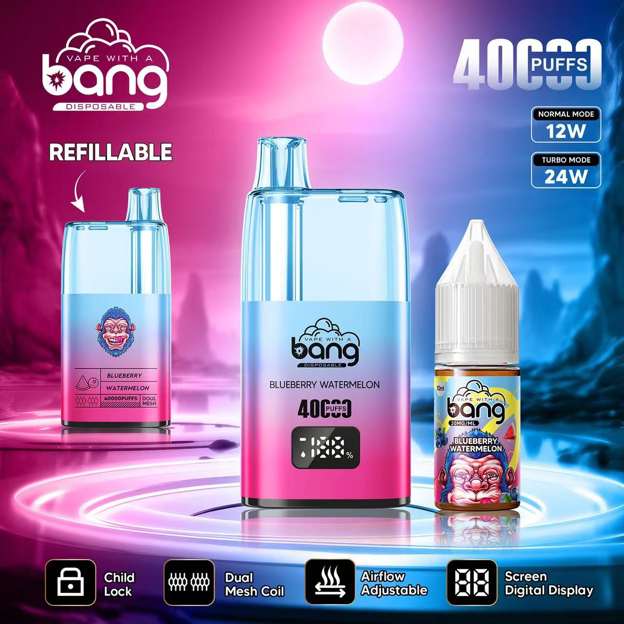 Bang 40000 Puffs Disposable Vape - 10ml E-Liquid. 650mAh Battery 12 Flavors