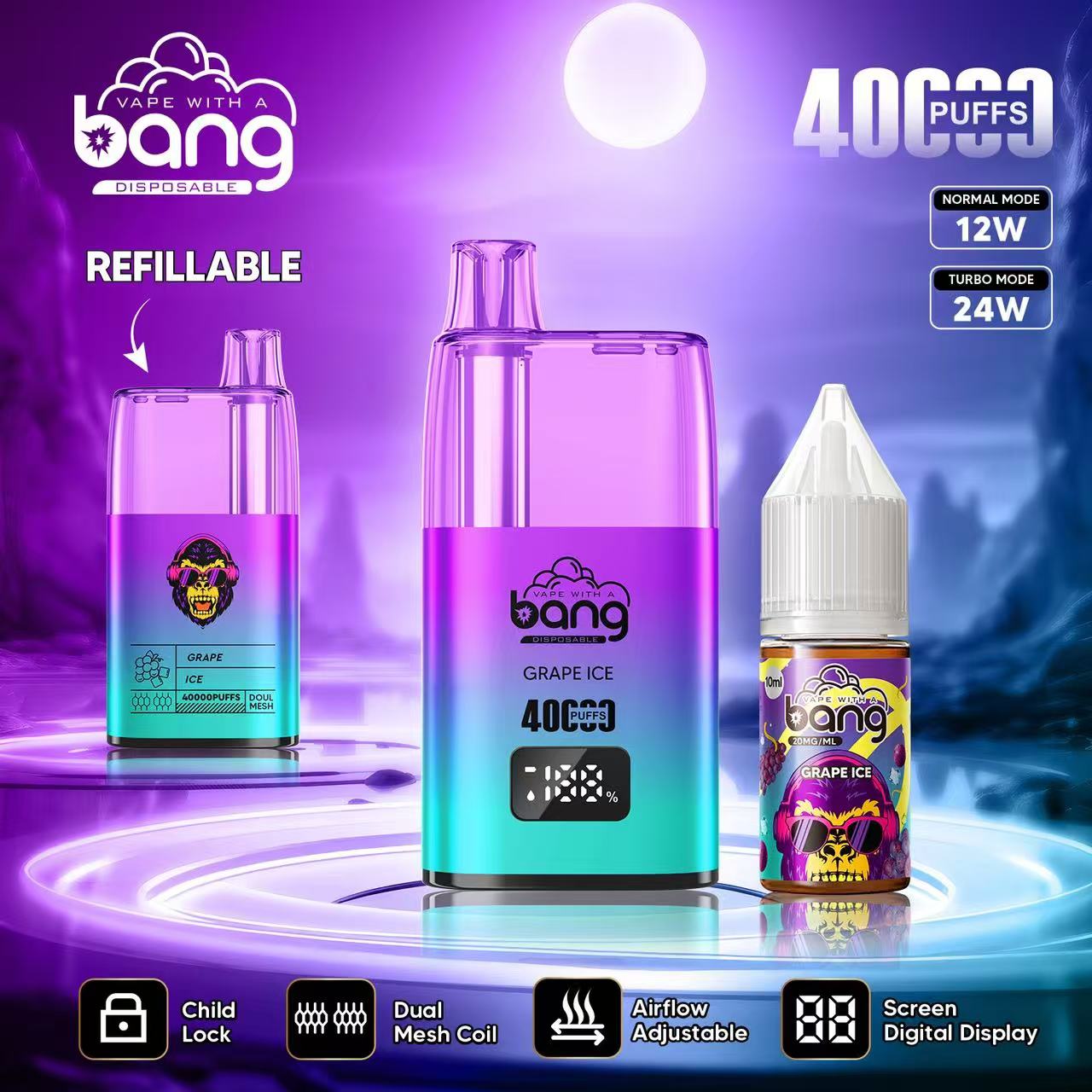 Bang 40000 Puffs Disposable Vape - 10ml E-Liquid. 650mAh Battery 12 Flavors