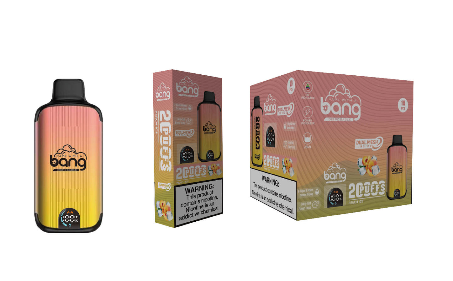 Bang 20000 Puffs Vape 20K Disposable Vape Pen E Cigarette Prefilled(0% to 5% Nicotine) 25ml 650mAh Battery 12 Flavors