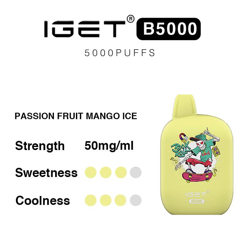IGET B5000 Puffs Einweg-E-Zigarette – 10 ml E-Liquid, wiederaufladbar, 40 mg/50 mg Nikotin 