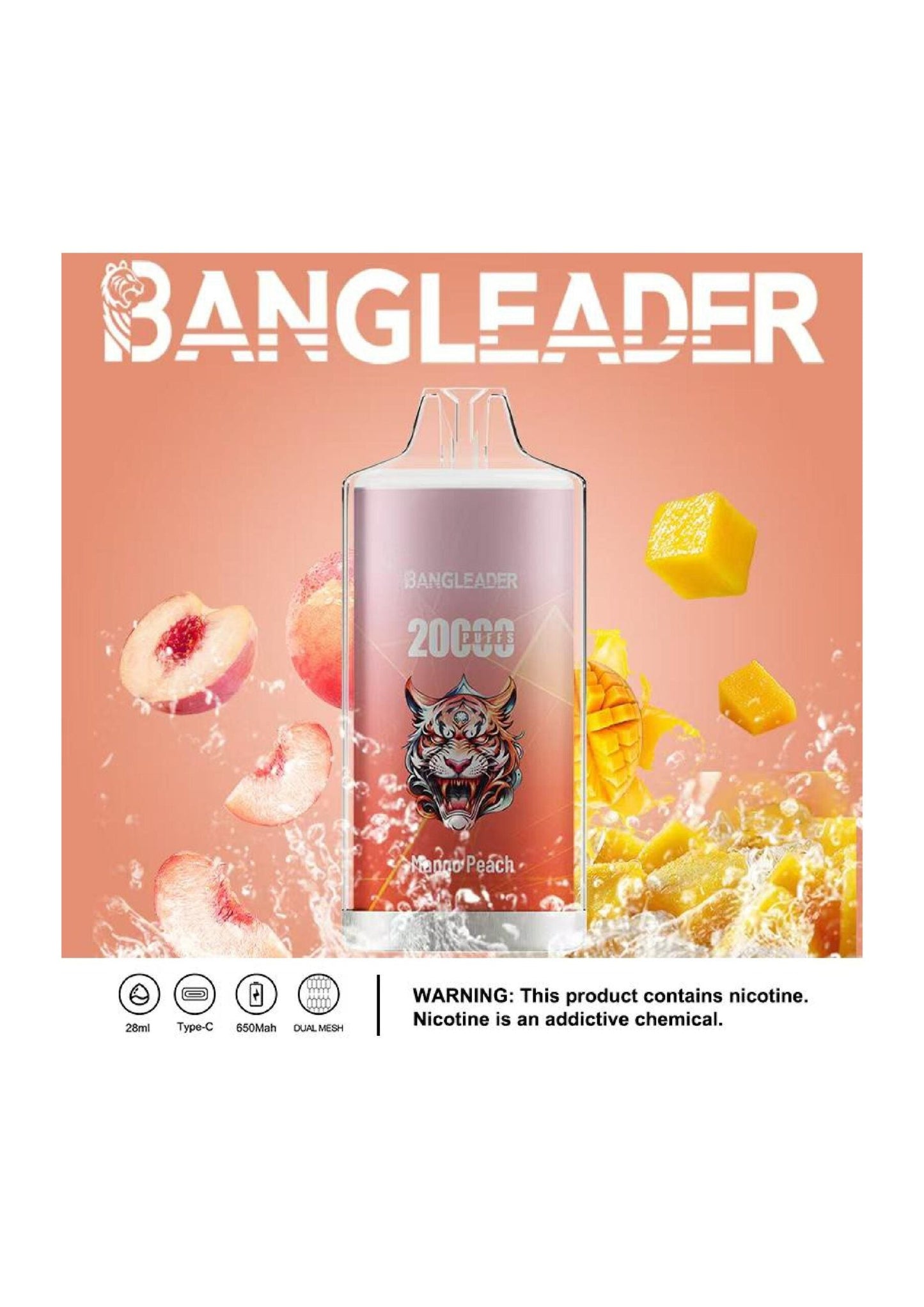 Bang Leader 20000 Puffs Disposable Vape – 650mAh Battery. 28mL E-Liquid. 0% to 5% Nicotine Options 12 Flavors
