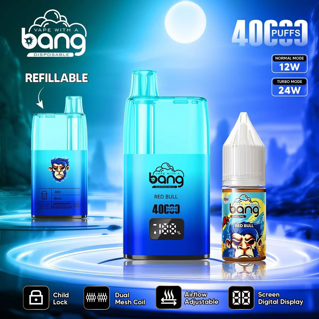 Bang 40000 Puffs Disposable Vape - 10ml E-Liquid. 650mAh Battery 12 Flavors
