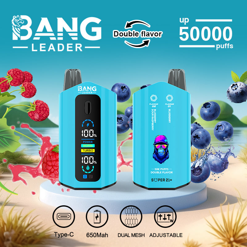 Bang Leader 50000 Disposable Vape - 50K Puffs. 36mBang Leader 50000 Puffs Disposable Vape (0% to 5% Nicotine) – Dual Pods(20mL+20mL) Unmatched Performance 650mAh battery 12 Flavors &nbsp;l E-Liquid (0-5% Nicotine) 36mL650mAh 12 Flavors