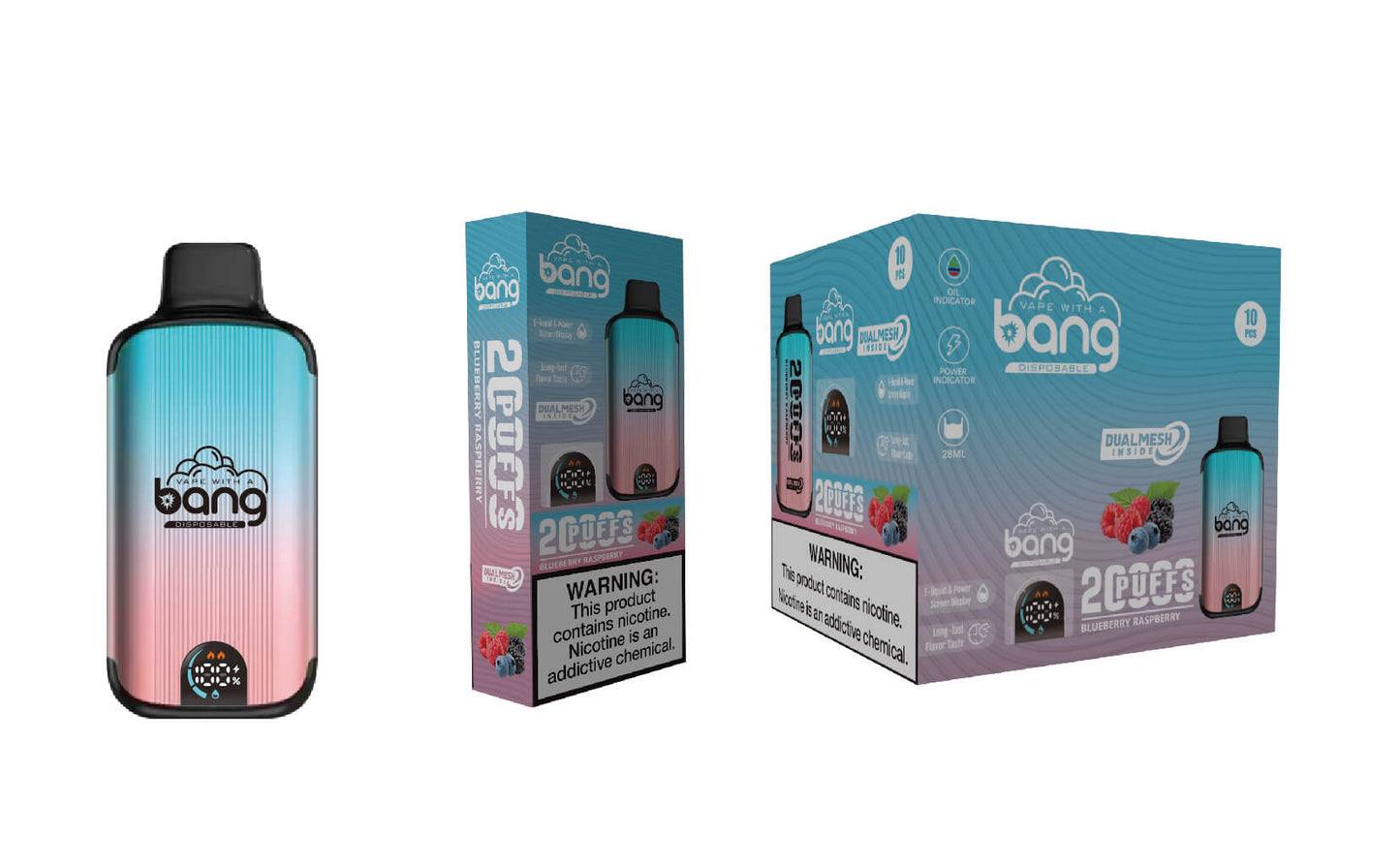 Bang 20000 Puffs Vape 20K Disposable Vape Pen(0% to 5% Nicotine)E Cigarette Prefilled 25ml 650mAh Battery 12 Flavors