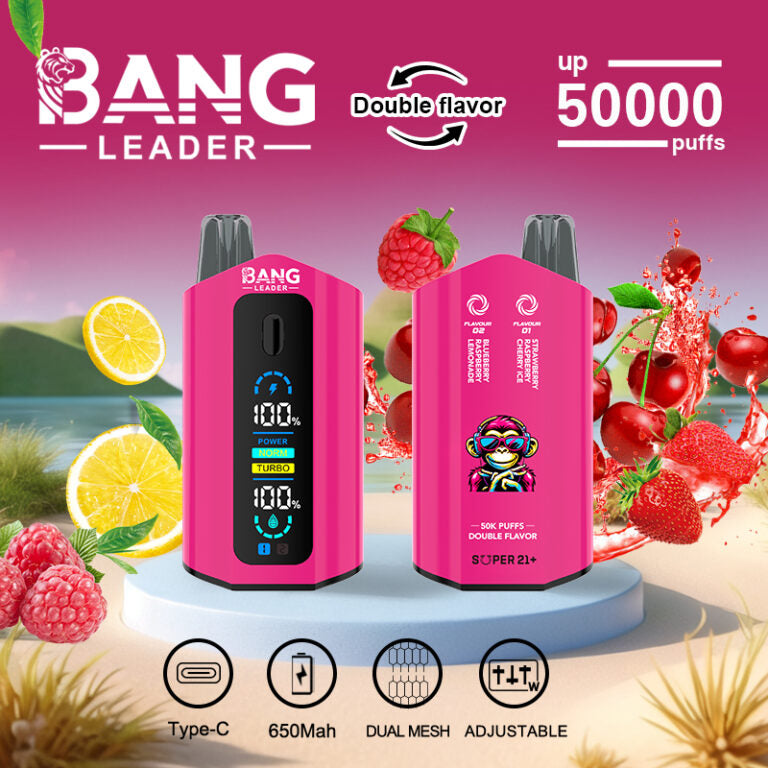 Bang Leader 50000 Disposable Vape - 50K Puffs. 36mBang Leader 50000 Puffs Disposable Vape (0% to 5% Nicotine) – Dual Pods(20mL+20mL) Unmatched Performance 650mAh battery 12 Flavors &nbsp;l E-Liquid (0-5% Nicotine) 36mL650mAh 12 Flavors