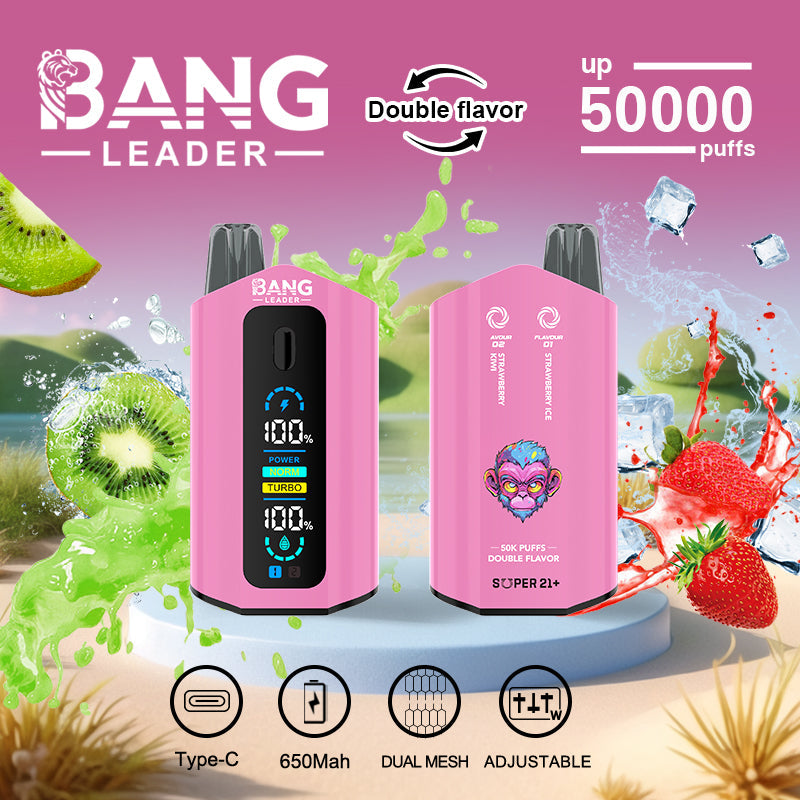 Bang Leader 50000 Disposable Vape - 50K Puffs. 36mBang Leader 50000 Puffs Disposable Vape (0% to 5% Nicotine) – Dual Pods(20mL+20mL) Unmatched Performance 650mAh battery 12 Flavors &nbsp;l E-Liquid (0-5% Nicotine) 36mL650mAh 12 Flavors