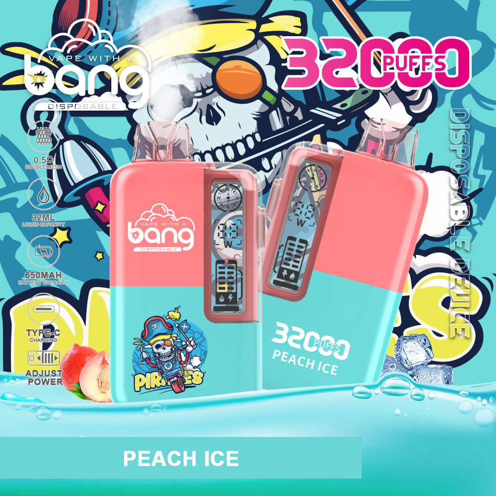Bang 32000 Puffs Disposable Vape – 650mAh Battery. 32ml E-liquid. Multiple Nicotine Strength Options  12 Flavors