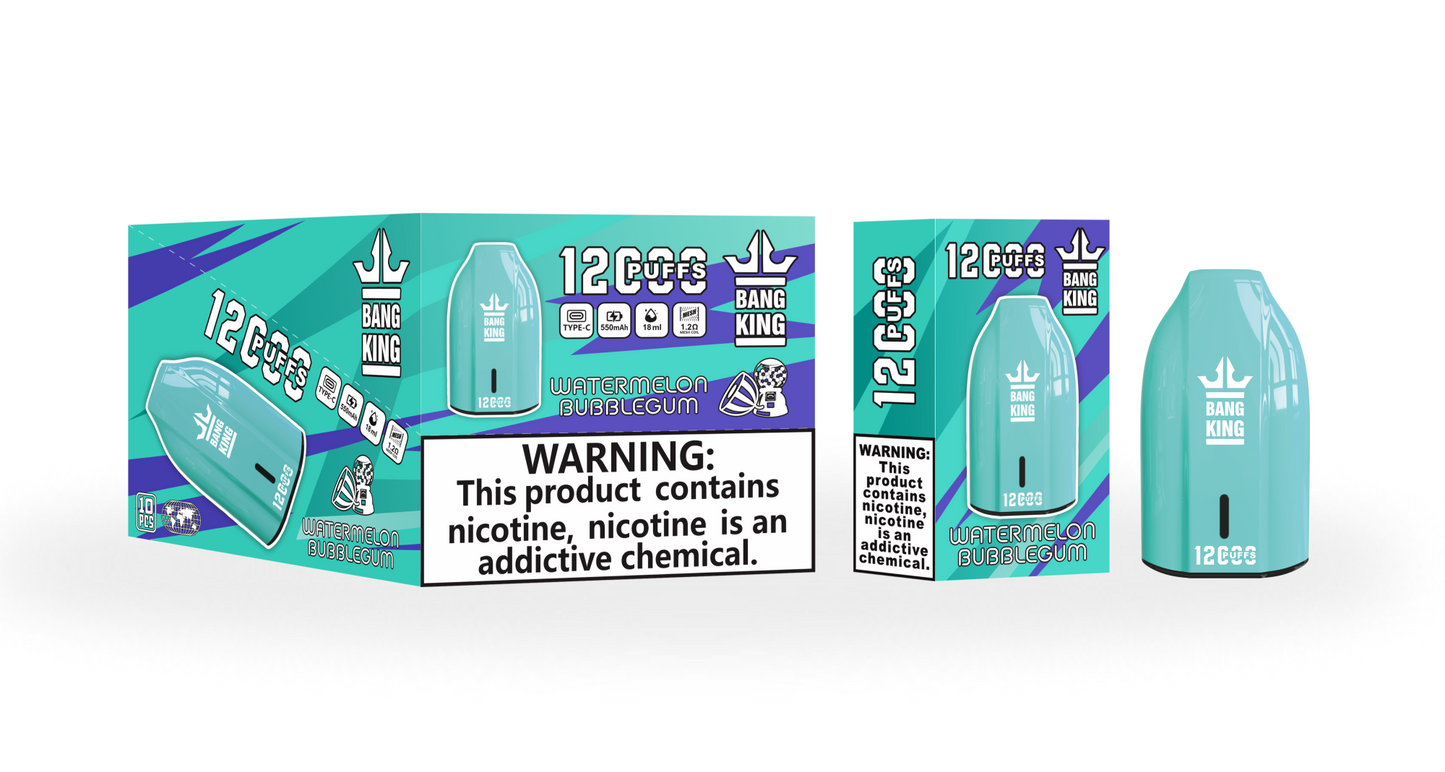 BangKing 12K Puffs Smart Full Screen Turn Ice Wholesale Disposable Vape Puff 12000k Prefilled Pod-850mAh Battery. Multiple Nicotine 12 Flavors