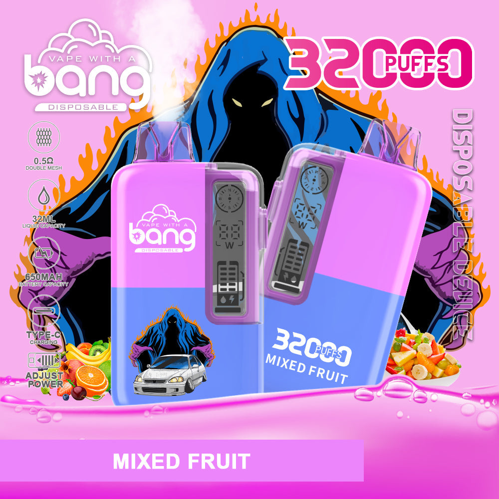 Bang 32000 Puffs Disposable Vape – 650mAh Battery. 32ml E-liquid. Multiple Nicotine Strength Options  12 Flavors