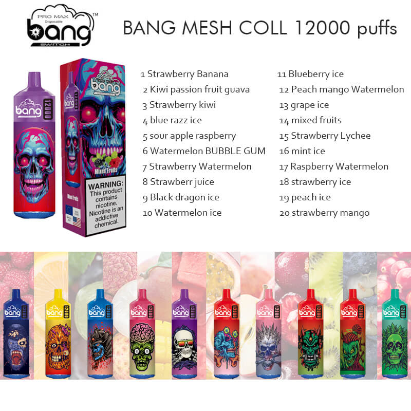 Bang disposable 12000 puff Disposable Vape 650 mAh  20 ML  20 Flavors