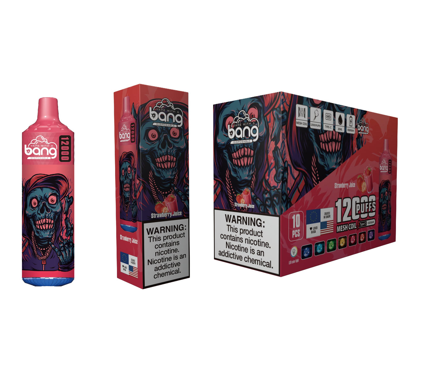 Bang King 12000 Puffs Disposable 650mAh  20ml Vape E Cigarettes Puff 12k Prefilled Pod- 650mAh  20ml Vape 12 Flavors
