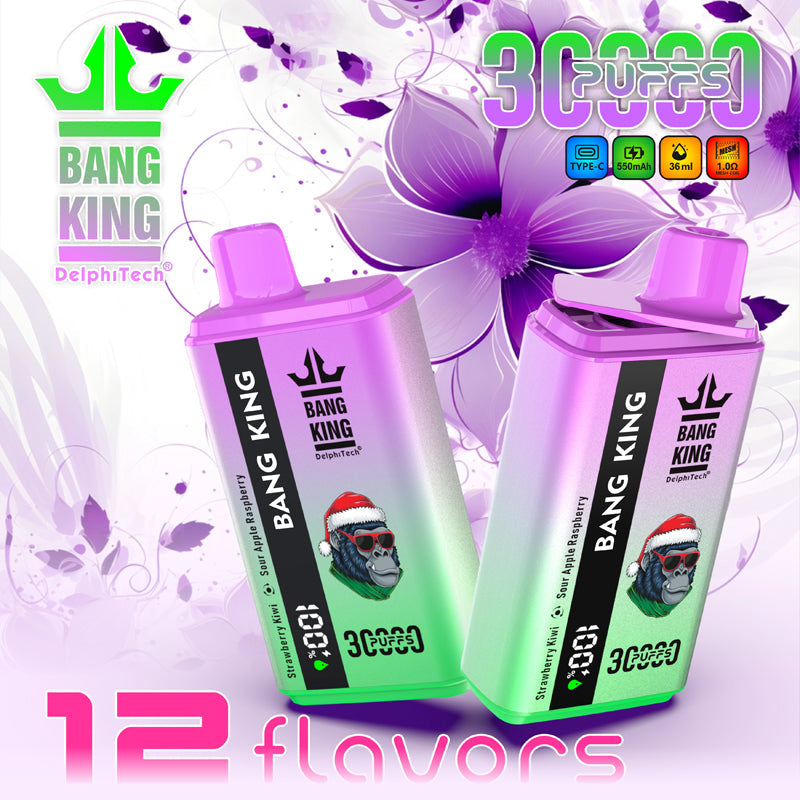 BANG KING 30000Puffs DisposableVape Wholesale-550mAh Battery. 36ml E-liquid. Multiple Nicotine 12 Flavors