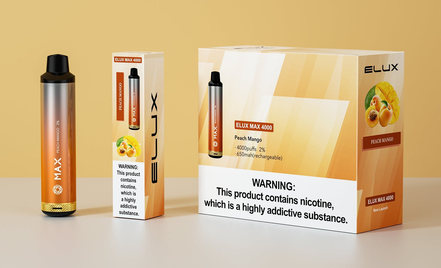 Elux Max 4000 Puff Bar, einstellbarer Luftstrom, wiederaufladbare Einweg-E-Zigarette, 2 ml E-Liquid 